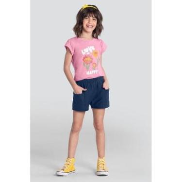 Imagem de Conjunto infantil menina de flores com glitter Brandili Rosa-Feminino