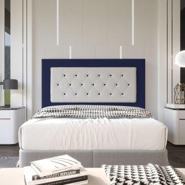 Imagem de Cabeceira Casal 1,60m Havana Suede Azul Dal Poz Estofados