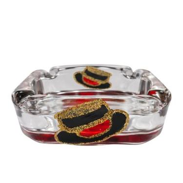 Imagem de Cinzeiro Exu Seu 7 Vidro Pintado Quadrado 8,5 cm 4 Apoios - Lua Místic