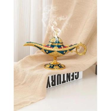 Imagem de Lâmpada Mágica De Aladino Em Metal Feita À Mão, Incensário Para Aromat
