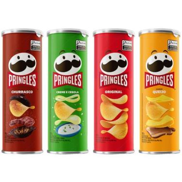 Imagem de Kit 4 Batatas Pringles Queijo 109g + Churrasco  - 109g + Creme e Cebol