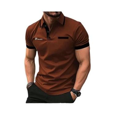 Imagem de Camisa Polo Casual De Verão Para Homens, Manga Curta, Estilo Color Blo