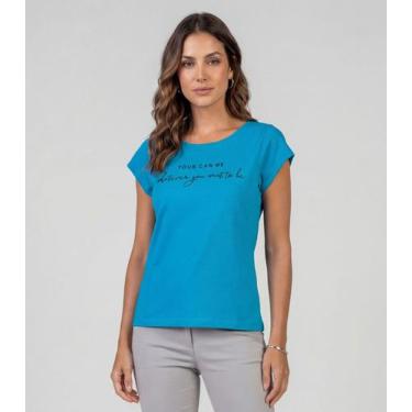 Imagem de Blusa Feminina Meia Malha Com Estampa Infinita Cor Azul, GG, Azul