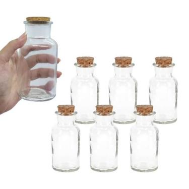 Imagem de Kit 6 Potes Garrafas Garrafinhas De Vidro Com Rolha 300ml - CLICK HOUS