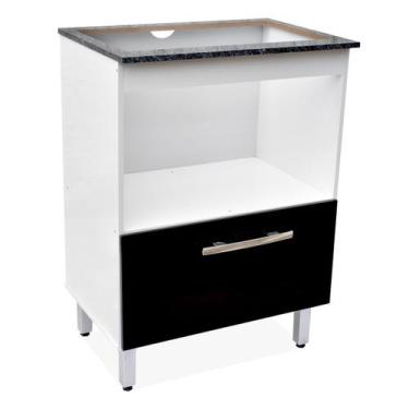 Imagem de Balcão Multiuso Cozinha Forno Cooktop Buriti Branco Preto - Passe Bem