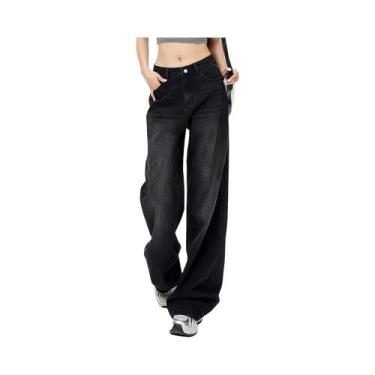 Imagem de Calças Jeans Femininas De Cintura Alta Estilo Retro Y2K, Corte Reto, A