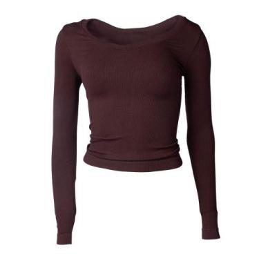 Imagem de Blusa Feminina Blue Rose Malha Canelada Marrom, Marrom, GG