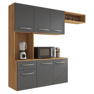 Imagem de Cozinha Compacta Suspensa 165cm Balcão Armário Aéreo Multiuso - Lezza,