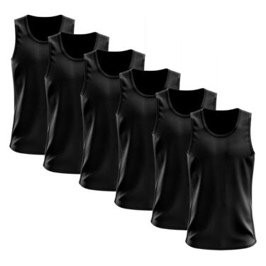 Imagem de Kit 6 Regata Dry Lisa Básica Proteção Solar UV Térmica Camiseta Treino Academia Ciclismo Regatas-Masculino