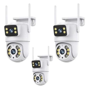 Imagem de Kit 3 Câmeras Dome IP Wireless PTZ de Dupla Lente, Detecção de Humanos