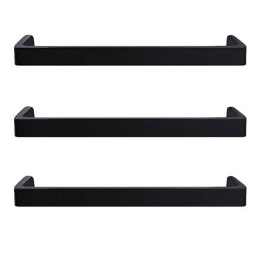 Imagem de Kit 3 Puxadores Alça Reta 16cm Piauí Torralba Preto Fosco Móveis Gavetas Cômodas