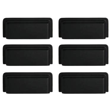 Imagem de Kit 6 Puxadores Eden 1791 Preto Fosco para Móveis Armários Gavetas Torralba