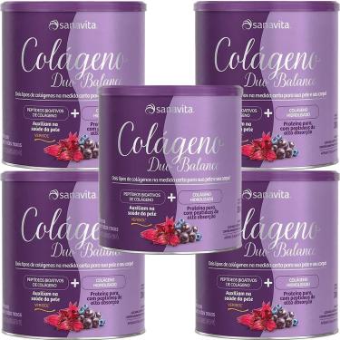 Imagem de Kit 5X Colágeno Duo Balance - 330g Hibiscus e Frutas Roxas - Sanavita-Masculino