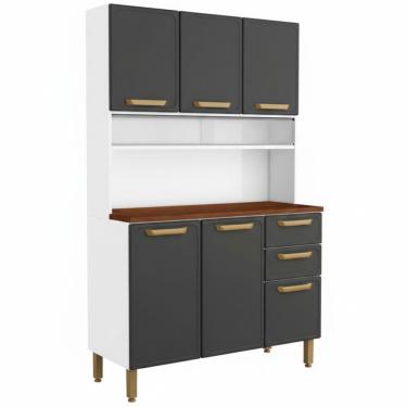 Imagem de Kit Armário Cozinha em aço Bertolini Bella 6 portas 2 gavetas, largura de 120 cm R715690253 Branco Grafite