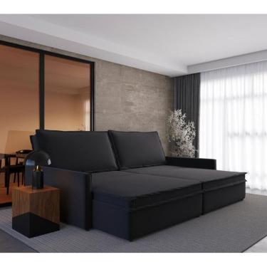 Imagem de Sofá-cama Retrátil 4 Lugares Sem Caixa Suede 2,10m Argélia - Grafite