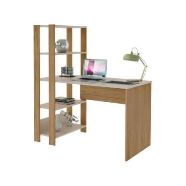 Imagem de Escrivaninha com Estante Match Off White e Carvalho - Artely, Off Whit