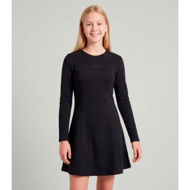 Imagem de Vestido Juvenil Molecotton Curto Manga Longa Minty Preto, 16, Preto