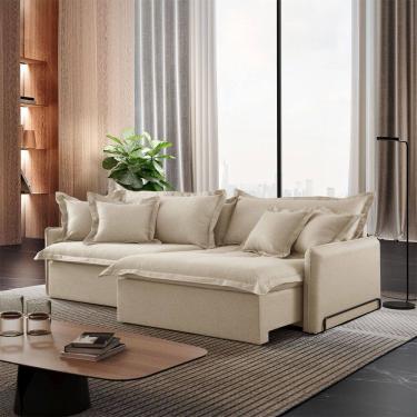 Imagem de Sofa Cama Retratil e Reclinavel Leona 210 cm Braco 15 cm Meu Sofa Online