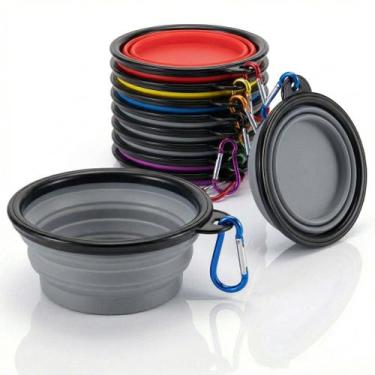 Imagem de Comedouro bebedouro Pet Portátil Retrátil 13cm Silicone 350ml Prático 