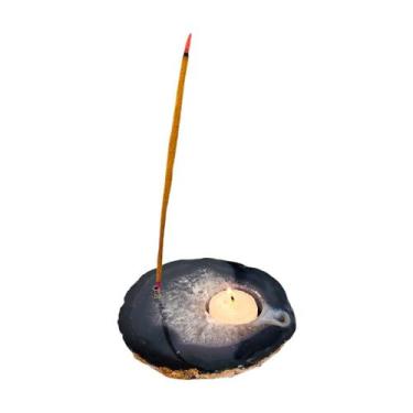 Imagem de Porta Vela Incensário Pedra Chapa de Ágata Natural - Equilíbrio Pedras