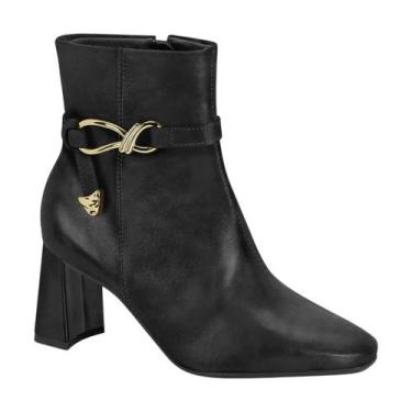 Imagem de Bota Beira Rio Glam Curve Salto Bloco Preta, Preto, 35