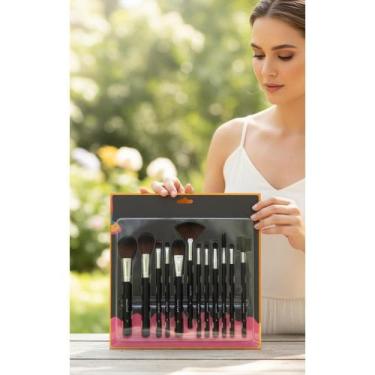 Imagem de 2x Kit 12 Pincéis Maquiagem Profissional Cerda Sintética - Congratulat