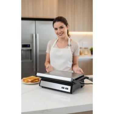 Imagem de 2x Chapa Grill 2 em 1 Preta Inox Abertura 180 - Congratulations Store,