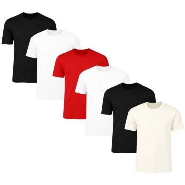 Imagem de Kit 6 Camisetas Masculina Lisa Básica 100% Algodão 02-Masculino