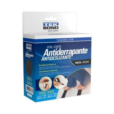 Imagem de 50mm X 5m Fita Antiderrapante Preta Tekbond Para Escadas, Rampas E Sup