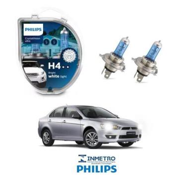 Imagem de Lâmpadas Farol Mitsubishi Lancer Philips H4 CrystalVision