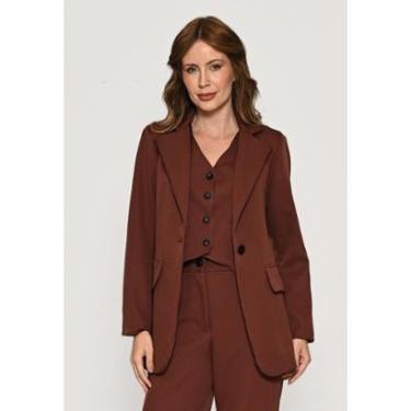 Imagem de Blazer Bisô Alfaiataria Lisa Marrom-Feminino