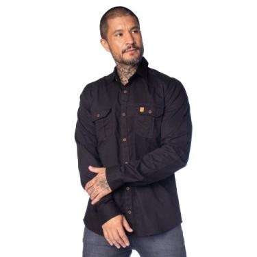 Imagem de Camisa Masculina Amil Slim Scorpion Detalhe Marrom Preto, Preto, 5