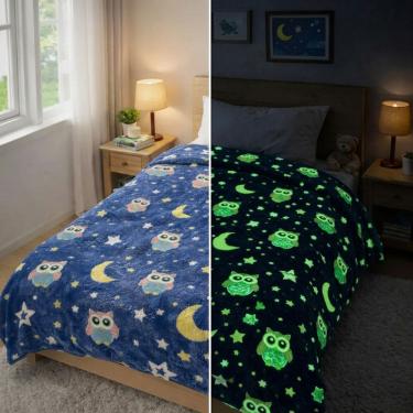 Imagem de Manta Cobertor Infantil Brilha no Escuro Microfibra Super Macio Com Conforto Térmico Premium Casa Dona