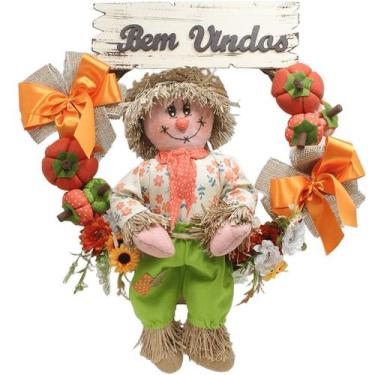 Imagem de Guirlanda Decoração Festa Junina Caipira Com Abobora De 50cm Menino - 