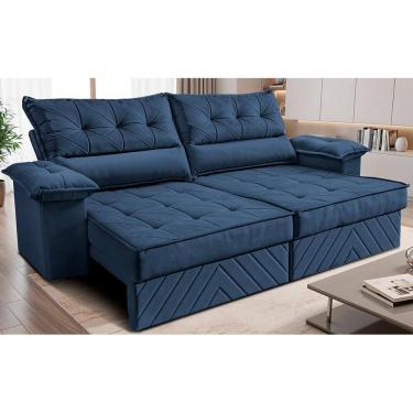 Imagem de Sofá Retrátil e Reclinável 2,60m com Molas e Espuma D33 Thunder. Velusoft Cama inBox