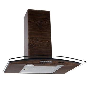 Imagem de Coifa De Parede 60cm Vidro Curvo Slim Fogatti Wood Nogueira 220V, 220V