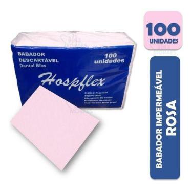 Imagem de Babador Descartável Impermeável Rosa Pct C/100 Hospflex