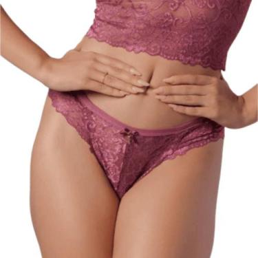 Imagem de Calcinha Semi Fio Dental Renda Thais Ferreira - 199491THAIS, Vinho, G