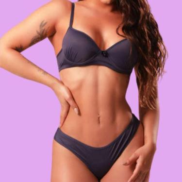 Imagem de Conjunto Lingerie Microfibra com Bojo Delfa e Calcinha Fio Dental Dupl