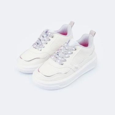 Imagem de Tênis Infantil Feminino Up Customize Branco Prata Pampili Meninas, 36