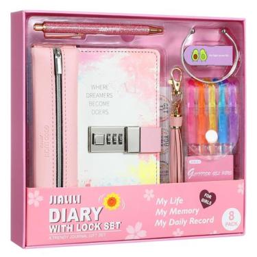 Imagem de Diário JIALILI com cadeado para meninas de 8 a 12 anos com acessórios