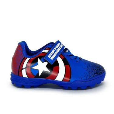Imagem de Chuteira Society Infantil Dray Marvel - Capitão America - Azul, Azul, 