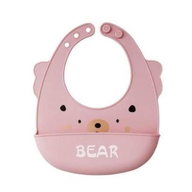 Imagem de Babador Silicone Com Bolso Porta Migalhas Impermeável Neopan, Rosa Bea