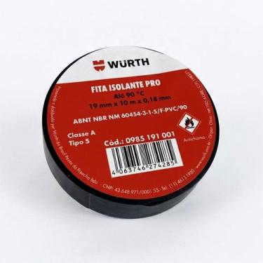 Imagem de Fita Isolante Wurth Profissional Classe A Preta 19mmx10m