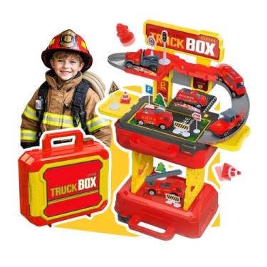 Imagem de Maleta Brinquedo Pista De Corrida Carros Track Box 2 Em 1 Com 4 Carrin