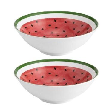 Imagem de Jogo 2 Bowls Linha Melancia para Servir em Cerâmica Decorada 300ml Bra