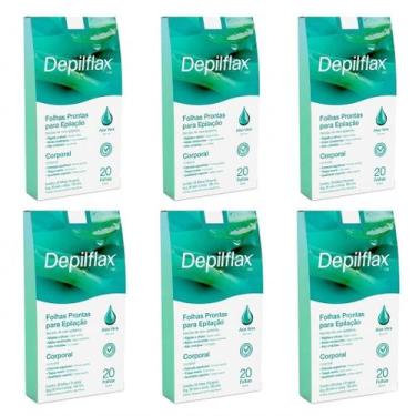 Imagem de 6CX Folhas Prontas Corporais Depilflax Aloe Vera C/20 Unid. - Lilabell