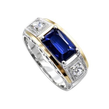 Imagem de Anel Formatura Masculino Prata 925 Aplique Ouro 12k - Maca de Prata Jo