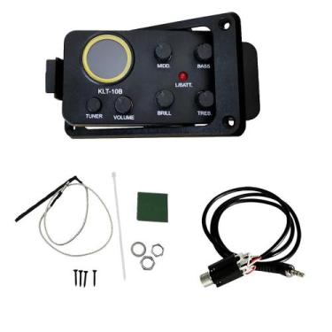 Imagem de Equalizador De 4 Bandas Preamp Pickup Preto Com Afinador De Tela Redon