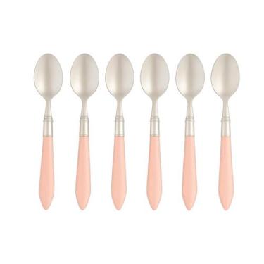 Imagem de Jogo 6 Colheres Mesa Aço Inox Cabo Acrílico Mother Pearl Rosa - Lyor